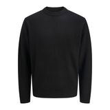 JACK & JONES JJESOHO Ollie Knit Crew Neck SN Erkek Örgü Kazak Siyah Basics, Sokak Giyimi, Siyah, L