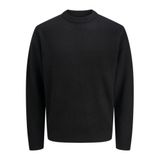 JACK & JONES JJESOHO Ollie Knit Crew Neck SN Erkek Örgü Kazak Siyah Basics, Sokak Giyimi, Siyah, M
