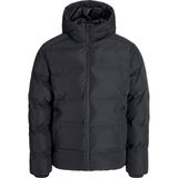 Jack & Jones Jjesoho Puffer Hood Sn Pls Siyah Büyük Beden Erkek Mont 6XL Regular Fit Dik Yaka