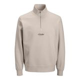 Jack & Jones Jjesoho Sweat Quarter Zip Hn Noos Sweat, S, 12278793, Moonbeam, erkek