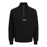 Jack & Jones Jjesoho Sweat Quarter Zip Yüksek Yaka Sweatshirt, M, 12278793, Black, erkek