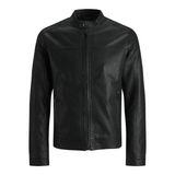 JACK & JONES JJEWARNER JACKET NOOS Erkek Suni deri ceket, Siyah, S