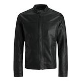 JACK & JONES JJEWARNER JACKET NOOS Erkek Suni deri ceket, Siyah, XXL