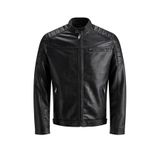 Jack & Jones Jjewarner Jacket Noos Siyah Erkek Deri Ceket Eskitme Taşlanmış