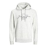 JACK & JONES JJFERRIS SWEAT HOOD Erkek Sweatshirt, White Melange, M