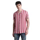 JACK & JONES, JJJEFF RESORT STRIPE SHIRT SS RELAXED, Gömlek, Erkek, Koyu Pembe, S