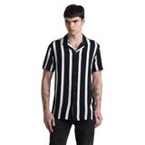 JACK & JONES, JJJEFF RESORT STRIPE SHIRT SS RELAXED, Gömlek, Erkek, Siyah, S