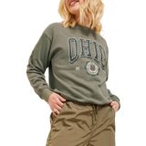 Jack & Jones JJXX Bisiklet Yaka Baskılı Koyu Yeşil Sweatshırt, XS, 12243545, Dusty Olive, kadın