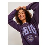 Jack & Jones JJXX Bisiklet Yaka Baskılı Mor Kadın Sweatshirt, 2XS