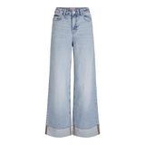 JACK & JONES JJXX JXTOKYO WIDE FOLD UP HW R6169 DNM LN Kadın Jean Pantolon, Light Blue Denim, 28/32