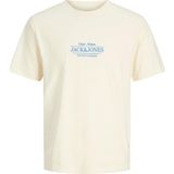 Jack & Jones Jorcassıs Minimal Erkek Tişört Bisiklet Yaka Kısa Kollu Rahat Günlük - Krem - 2XL
