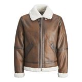 JACK & JONES JORCOLE AVIATOR JACKET Erkek Mont Ceket, Koyu Kahve, L