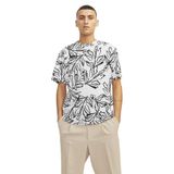 Jack & Jones Jorlafayette AOP Tee SS LN Cloud Dancer Bisiklet Yaka Erkek T-shirt