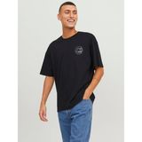 Jack & Jones JORLAMIN Kuru Kafa Skull Logo Sırt Baskılı Black Erkek Tişört 12272692 - Siyah