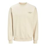 Jack & Jones Jprblachad Branding Sweat Crew Neck Ln Sweatshirt, S, 12261386, Bej, erkek