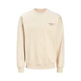 JACK & JONES Jprblachad Branding Sweat Crew Neck Sweatshirt, L, 12261386, Bej, erkek