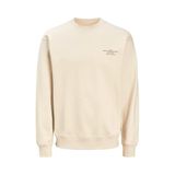 JACK & JONES Jprblachad Branding Sweat Crew Neck Sweatshirt, S, 12261386, Bej, erkek