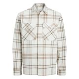 JACK & JONES JPRRAYMOND MELANGE CHECK LS OVERSHIRT SN Erkek Gömlek, Kirli Beyaz, M