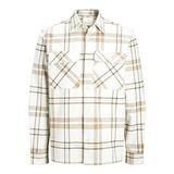 JACK & JONES JPRRAYMOND MELANGE CHECK LS OVERSHIRT SN Erkek Gömlek, Kirli Beyaz, S