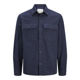 JACK & JONES JPRRAYMOND MELANGE SOLID LS OVERSHIRT SN Erkek Gömlek, Koyu Mavi, L