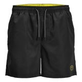 JACK & JONES JPSTFIJI JJSWIM SOLID S M L XL XXL Erkek Mayosu Yüzme Şortu, Siyah/Detay: Düz., S