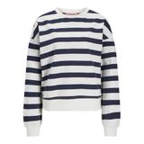 JACK & JONES JXALFA STRIPE RLX LS CREW SWT LN Kadın Sweatshirt, Vanilla Ice, L