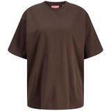 JACK & JONES JXANDREA LOOSE SS LOGO TEE JRS NOOS Kadın Tişört Seal Brown Print:BLACK LOGO PRINT S
