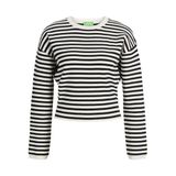 JACK & JONES JXDARSHA CREW NECK KNIT Kadın Triko/Kazak Vanilla Ice Stripes:/Black M