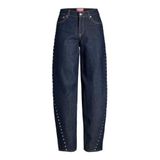 JACK & JONES JXFUJI IVY BARREL MW JEANS R295 DNM Kadın Jean Dark Blue Denim 26/32
