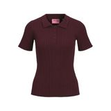 Jack & Jones JXHADLEY kadın örgü polo yaka tişört, Cabernet, L