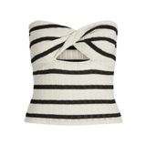 JACK & JONES JXLINNEA BANDEAU TWIST TOP JRS Kadın Tişört Black Stripes:Vanilla Ice S