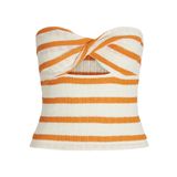 JACK & JONES JXLINNEA BANDEAU TWIST TOP JRS Kadın Tişört Persimmon Orange Stripes:Vanilla Ice L