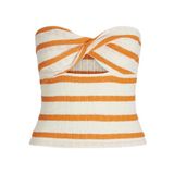JACK & JONES JXLINNEA BANDEAU TWIST TOP JRS Kadın Tişört Persimmon Orange Stripes:Vanilla Ice S