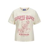 JACK & JONES JXLUCY Rahat Kalıp Kısa Kollu Tişört, L, 12281187, Vanilla Ice Print:ICED TEA, Kadın