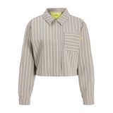 JACK & JONES JXMADDY RLX OVERSHIRT PNT Kadın Gömlek Vintage Khaki Stripes:Vanilla Ice L
