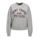 JACK & JONES JXMERLE RLX SHORT LS CREW SWT LN Sweatshirt Gri, XL, 12260608, Light Grey Melange Print:SAINT TROPEZ, kadın