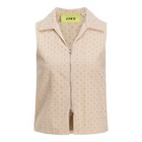 JACK & JONES JXSELMA BRODERIE ANGLAISE ZIP TOP WVN Kadın Tişört Fog M