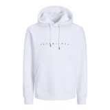 JACK & JONES Kabartma Baskılı Kapüşonlu Sweatshirt, S, 12233972, White, erkek