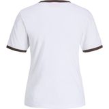 Jack & Jones Kadin Baskili Bisiklet Yaka Tisört - Ringer - 0 Beyaz