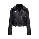 Jack & Jones Kadın Biker Ceket, Asimetrik Fermuar, Belde Kemer, Phantom, L Beden