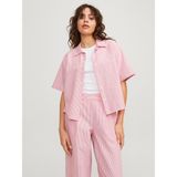 Jack & Jones Kadın Çizgili Crop Gömlek - Sıva - Açık Pembe - XS