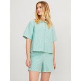Jack & Jones Kadın Çizgili Crop Gömlek - Sıva - Mint Yeşili