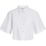 Jack & Jones Kadın Crop Keten Gömlek - Lulu - Beyaz - Sarı