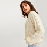 Jack & Jones Kadin Desenli Bisiklet Yaka Örme Kazak - Josie - XL - 113-Bej