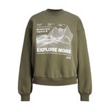 JACK & JONES Kadın JACK & JONES JXELLA LOOSE CREW LS SWT Sweatshirt, Haki, M