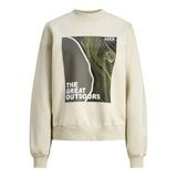 JACK & JONES Kadın JACK & JONES JXELLA LOOSE CREW LS SWT Sweatshirt, Kemik Rengi, M