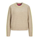 JACK & JONES Kadın JJXX JXLEONORA DIVERSE RIBBED CREW N KNIT SN Triko, Peyote Detail:/Limeade Piping, M
