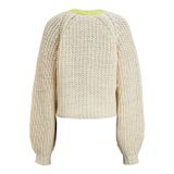 JACK & JONES Kadın JJXX JXORLA CHUNKY CARDIGAN KNIT SN Triko, Bone White Detail:Limeade Contrast, L