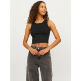 JACK & JONES Kadın JXFALLON STR SL RIB TOP JRS NOOS Tişört Siyah S