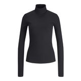 JACK & JONES Kadın Jxfan Ls Rib Tee Noos uzun kollu tişört, Siyah, XL